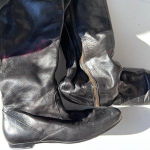 Black leather boots zip in the back size 38